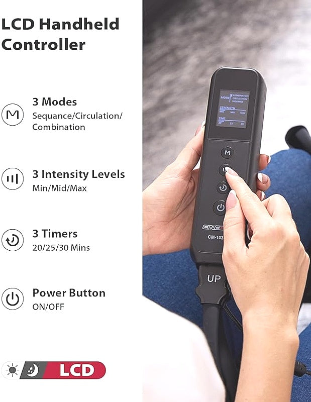 CINCOM CM-103A Air Compression Therapy Device Full Leg Muscle Massager NEW