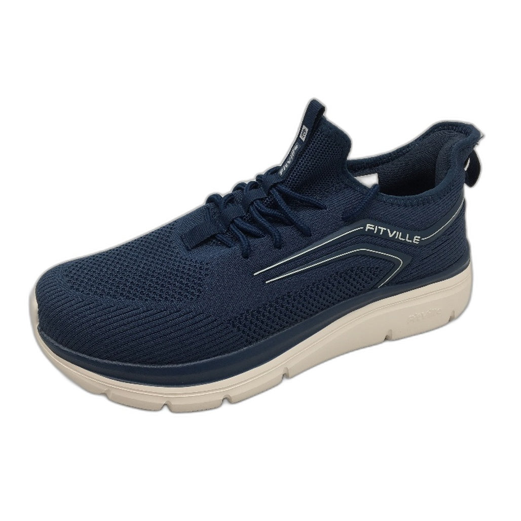 Fitville Navy Extra Wide Fit Trainers Slip On Laced Sneakers Mens Size US 11 NEW