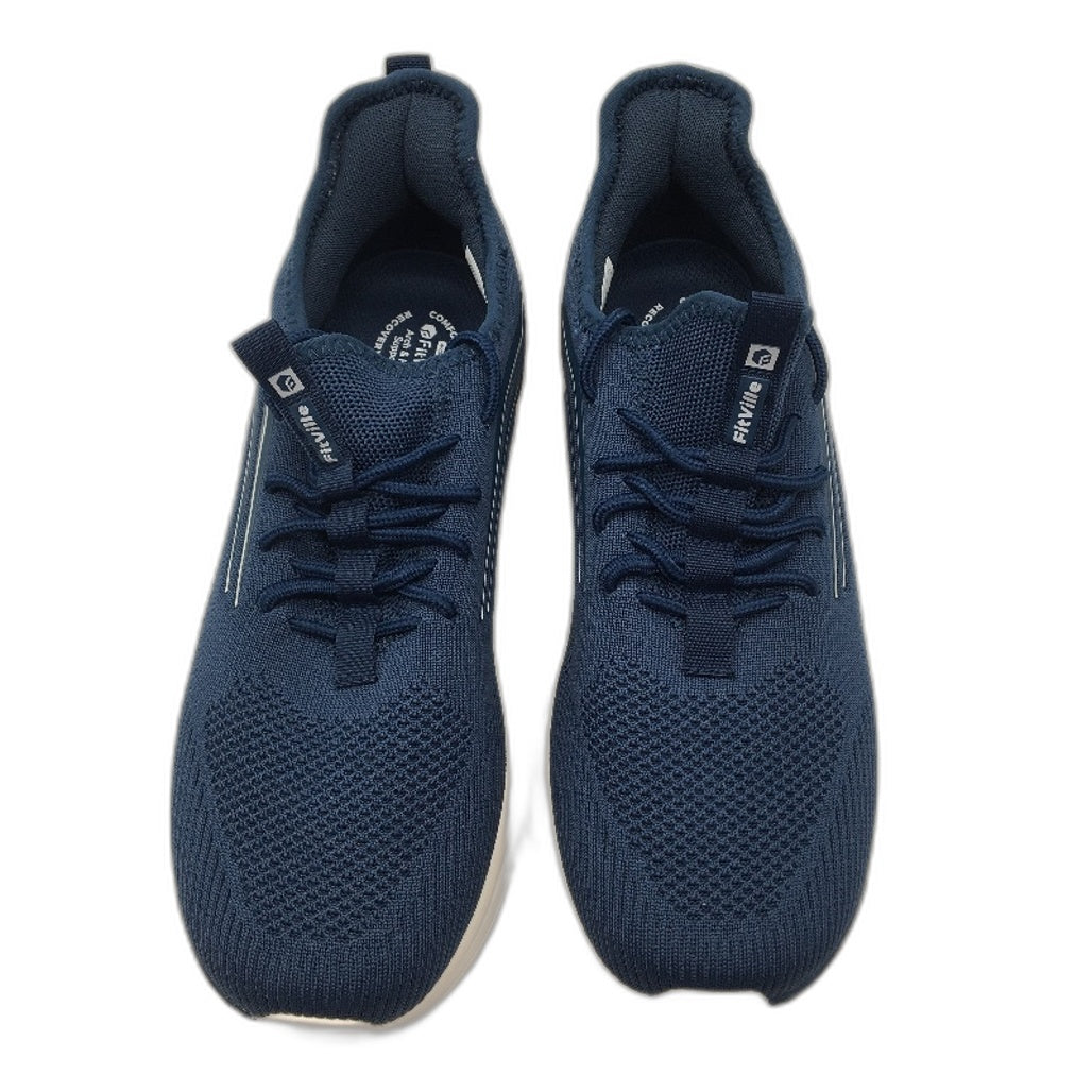 Fitville Navy Extra Wide Fit Trainers Slip On Laced Sneakers Mens Size US 11 NEW