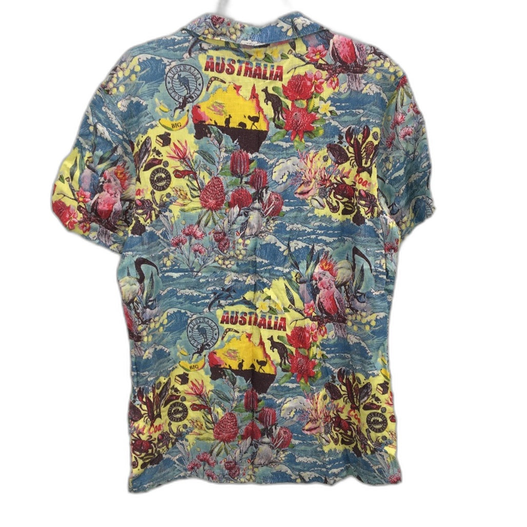 Kenji Australia Themed Linen Blend Lightweight SS Casual Shirt Mens Size M NEW