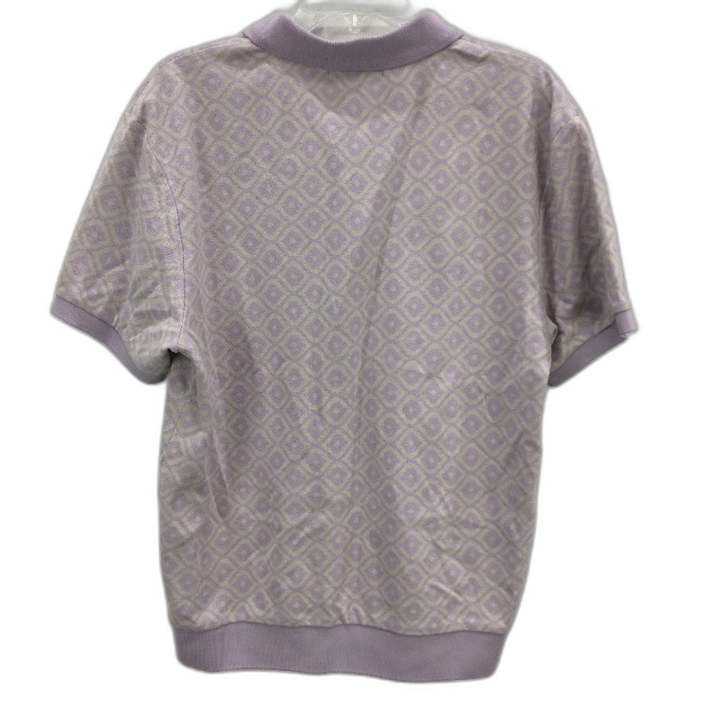 Kenji 100% Cotton Lilac Patterned Short Sleeve Polo Shirt Mens Size M NEW