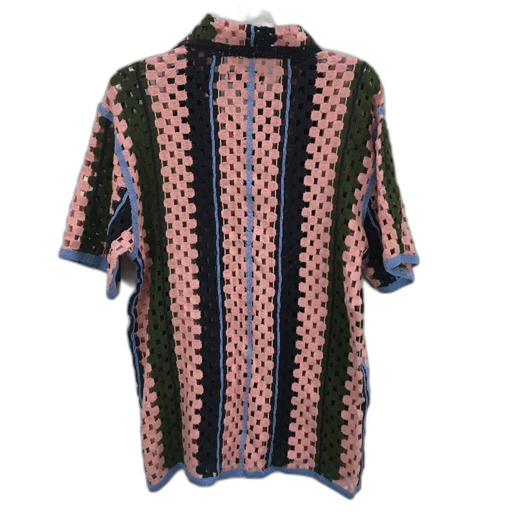 Kenji Crochet Style Open Gapped Multicoloured SS Casual Shirt Mens Sze M NEW