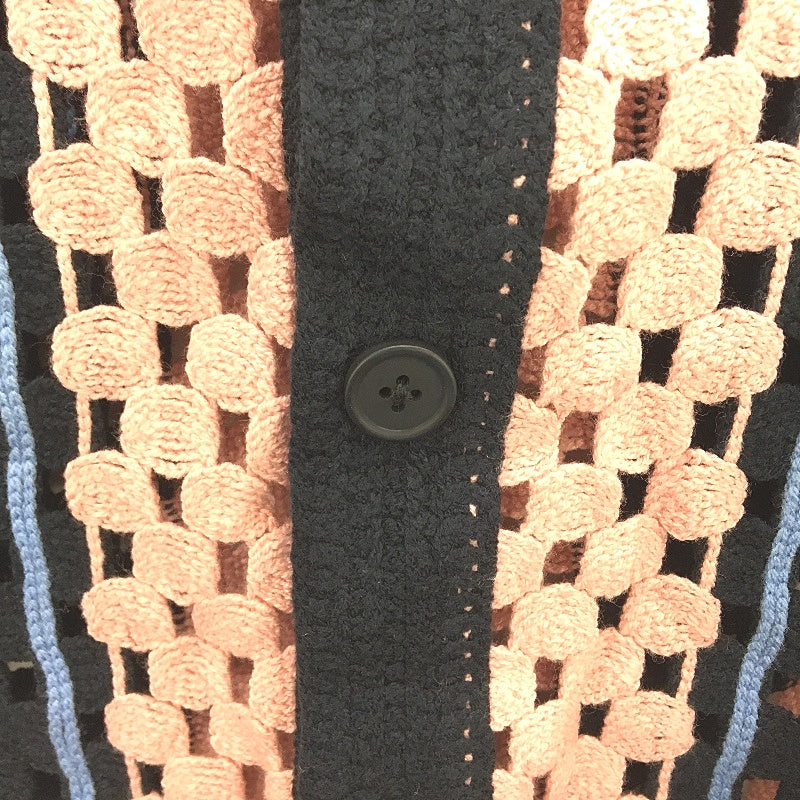 Kenji Crochet Style Open Gapped Multicoloured SS Casual Shirt Mens Sze M NEW