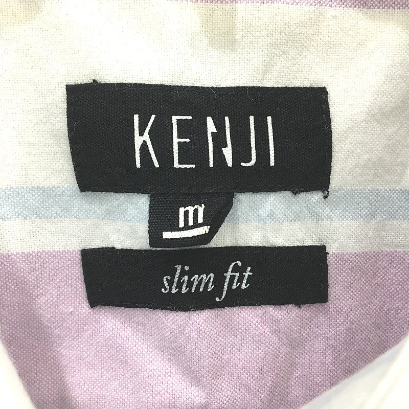 Kenji 100% Cotton Pastel Striped SSleeve Casual Slim Fit Shirt Mens Sz M NEW