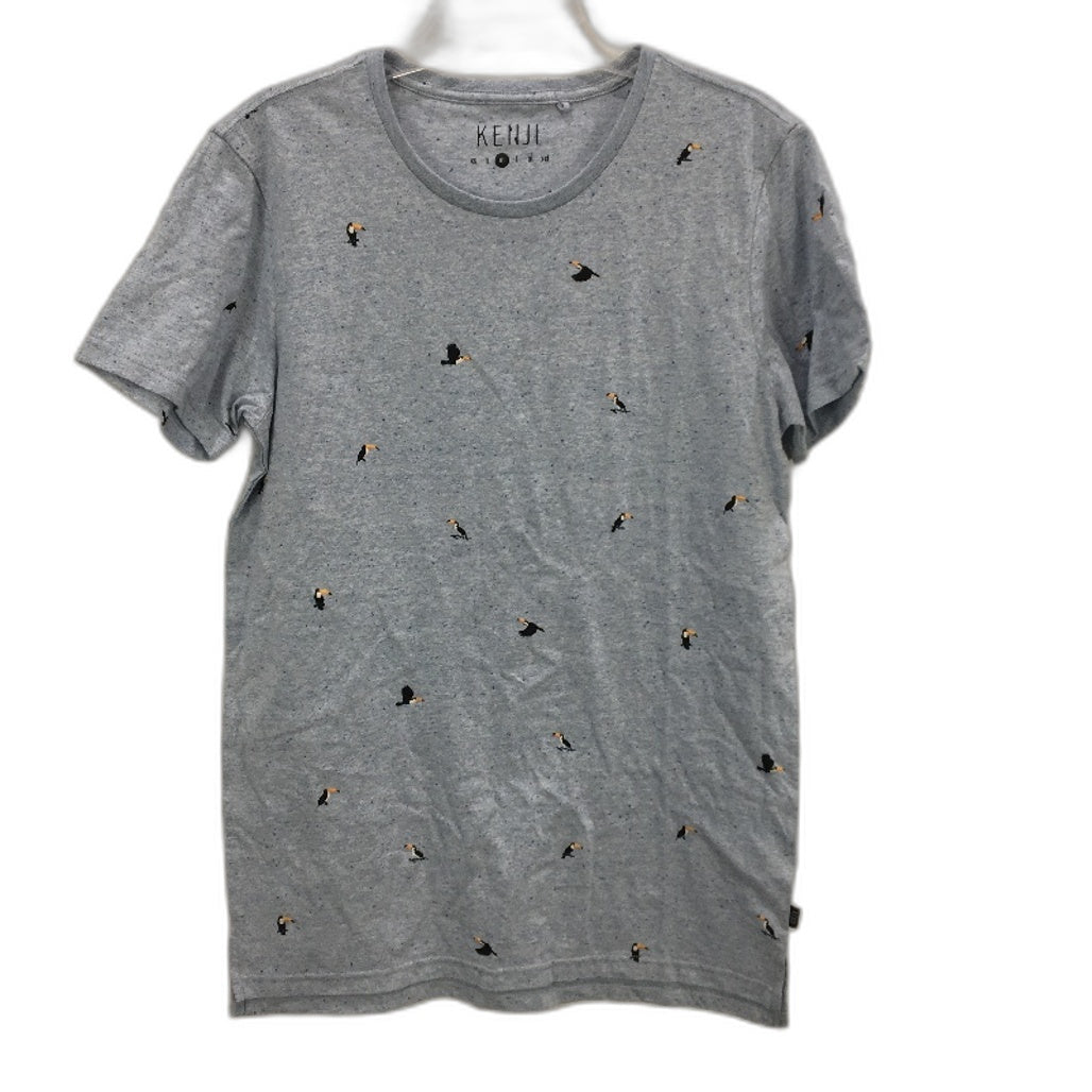 Kenji Light Blue Mottled Toucan Print Soft Short Sleeve T-Shirt Mens Size M NEW