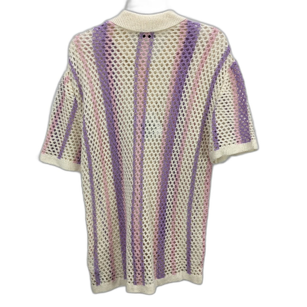 Top Man Myer Crochet Style Open Gapped Multicoloured SS Shirt Mens Sze M NEW