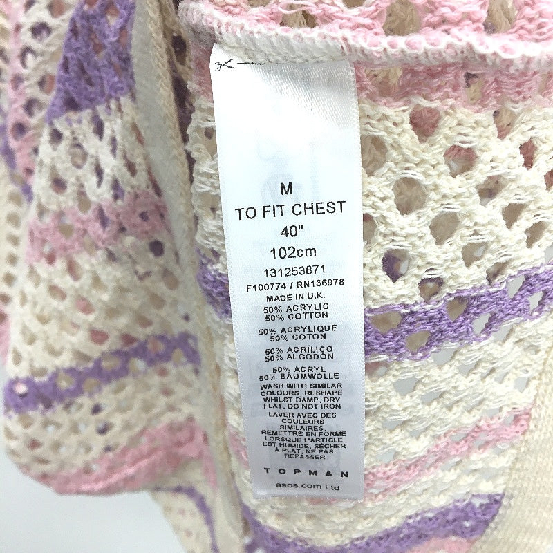 Top Man Myer Crochet Style Open Gapped Multicoloured SS Shirt Mens Sze M NEW