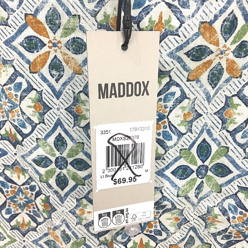 Maddox 100% Cotton Green Blue Patterned SSleeve Casual Shirt Mens Size M NEW