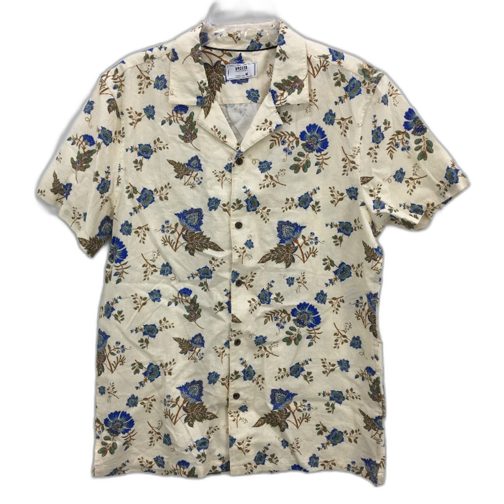 Maddox Linen Blend Cream Floral Patterned SSleeve Casual Shirt Mens Size M NEW