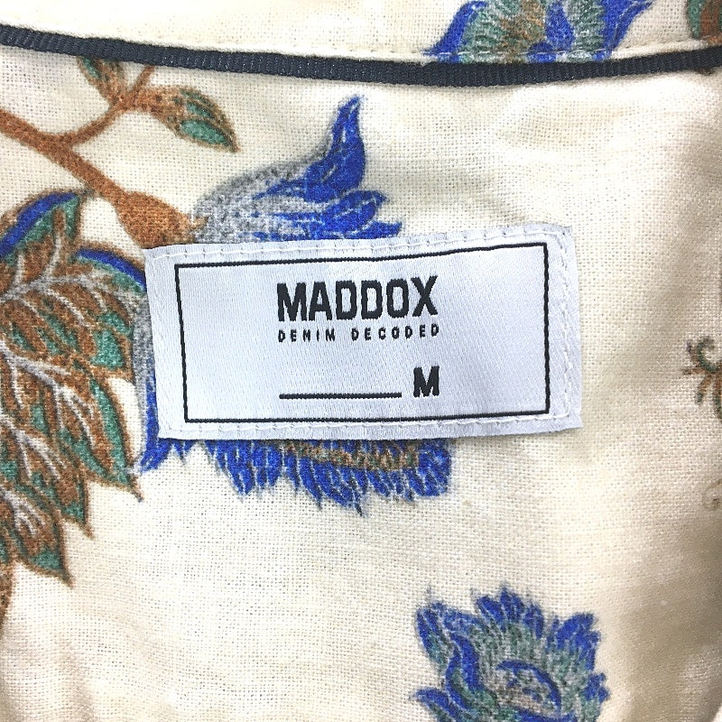 Maddox Linen Blend Cream Floral Patterned SSleeve Casual Shirt Mens Size M NEW