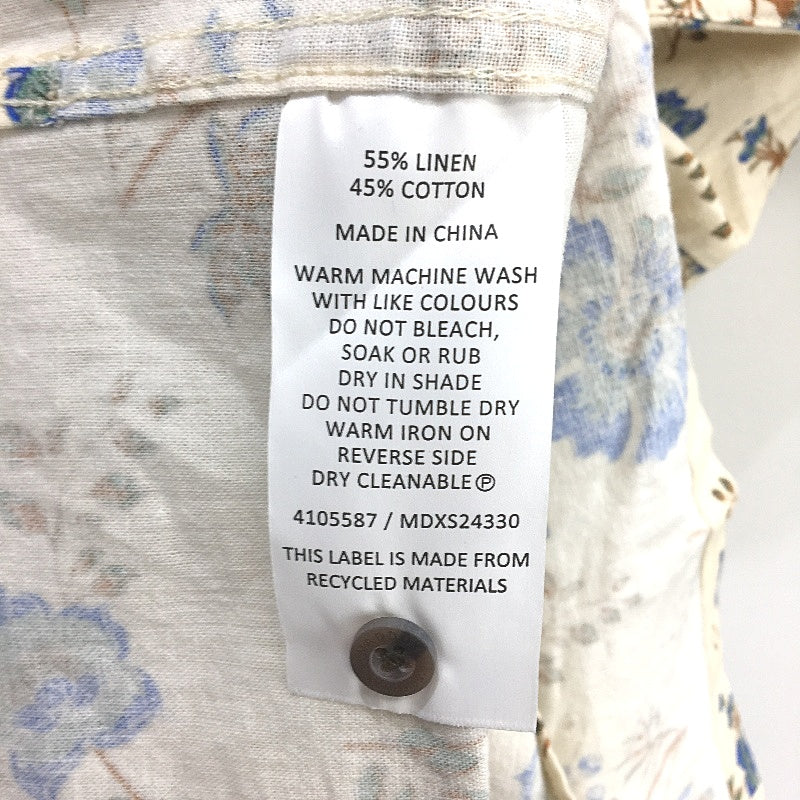 Maddox Linen Blend Cream Floral Patterned SSleeve Casual Shirt Mens Size M NEW