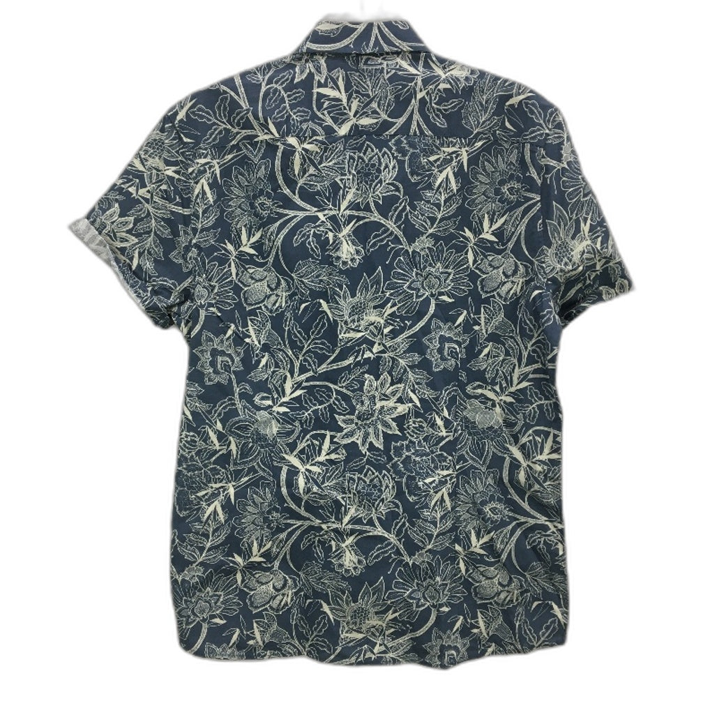 Maddox 100% Cotton Blue Floral Patterned SSleeve Casual Shirt Mens Size M NEW