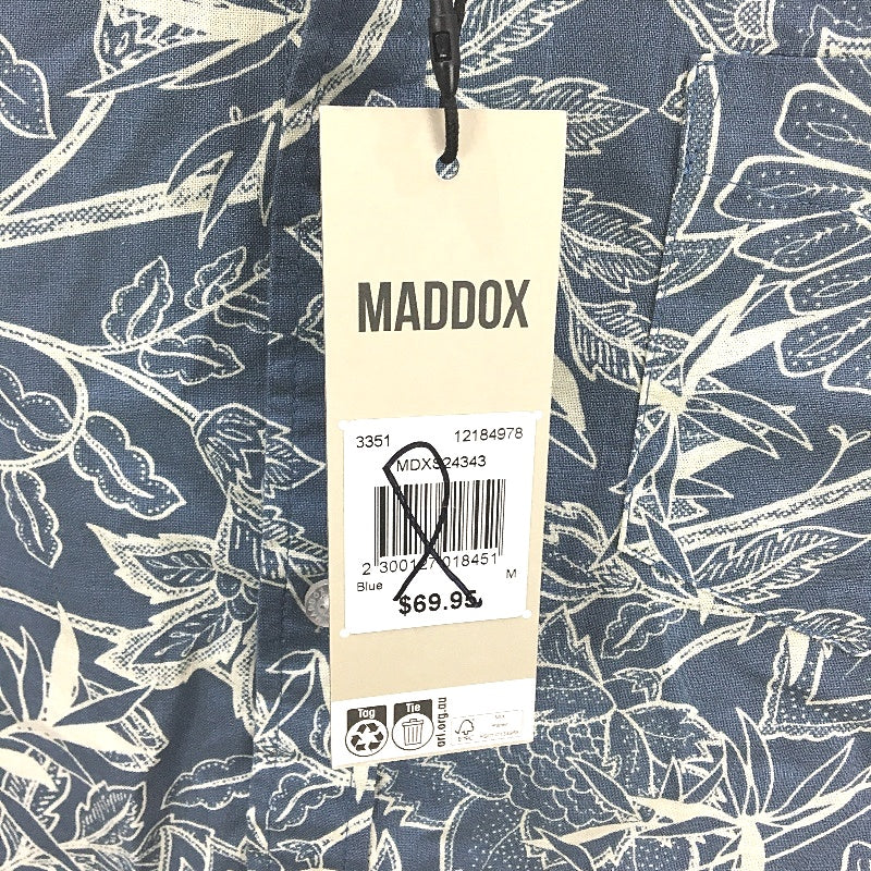 Maddox 100% Cotton Blue Floral Patterned SSleeve Casual Shirt Mens Size M NEW