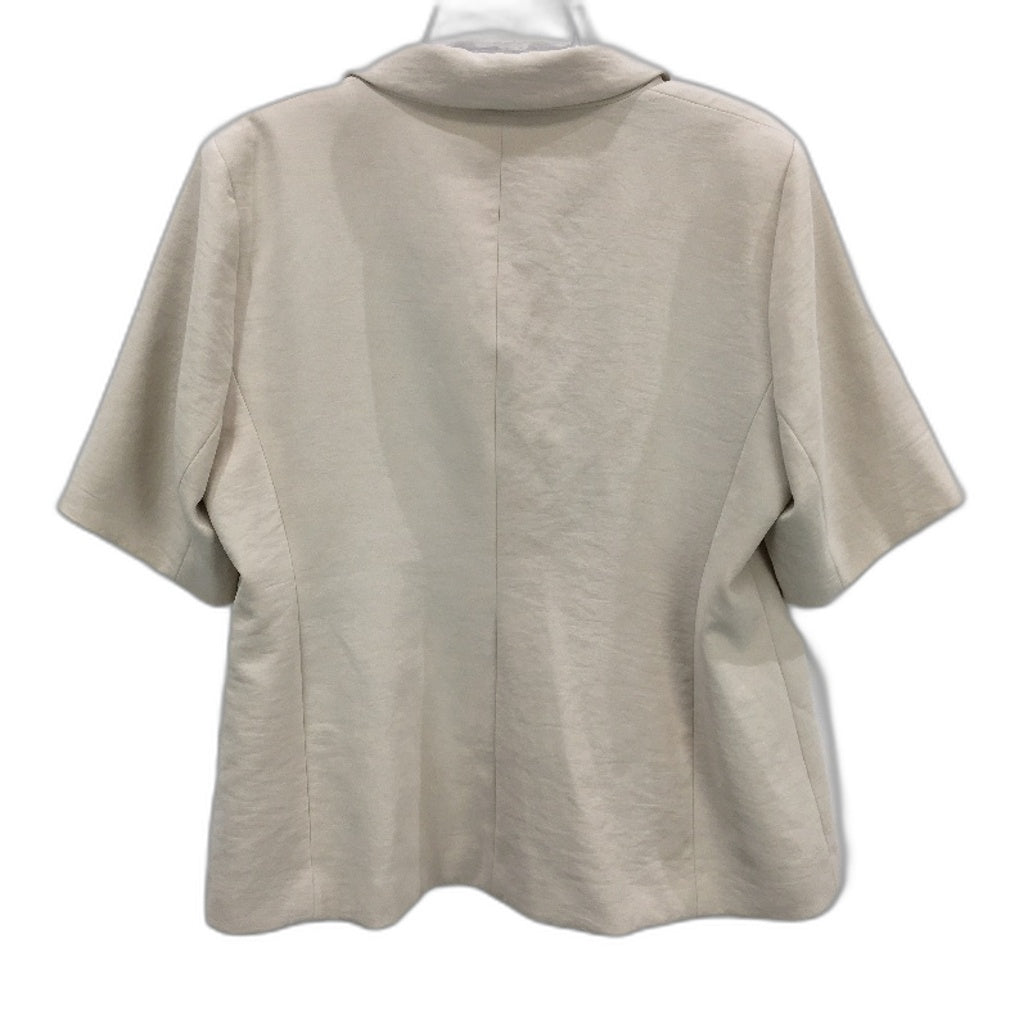 Tokito Petites Stone Beige Button Up Short Sleeve Fully Lined Top Size M NEW