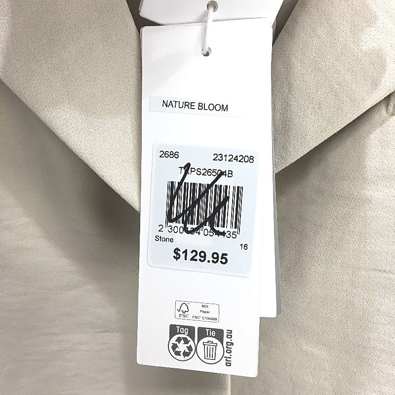 Tokito Petites Stone Beige Button Up Short Sleeve Fully Lined Top Size M NEW