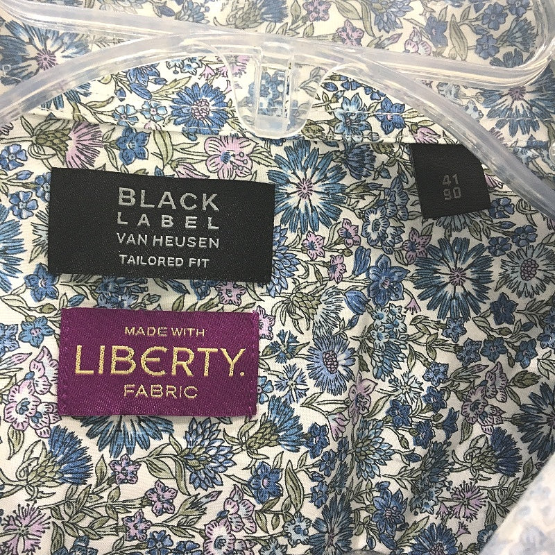 Van Heusen Black Label Blue Floral Tailored Long Sleeve Shirt Mens Sze 41 90 NEW