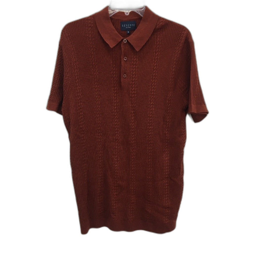 Reserve Australia Rust Brown Knit Short Sleeve Polo Style Top Mens Size M NEW