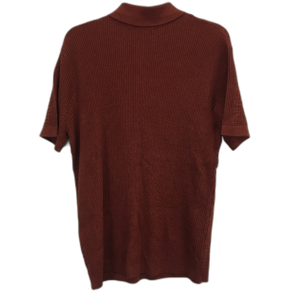 Reserve Australia Rust Brown Knit Short Sleeve Polo Style Top Mens Size M NEW