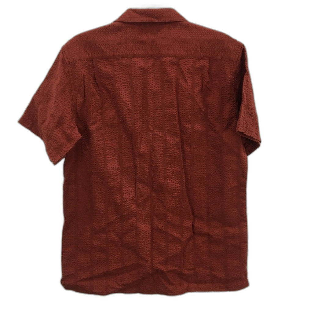 Reserve Australia Rust Brown Textured Cotton Short Sleeve Shirt Mens Size M NEW