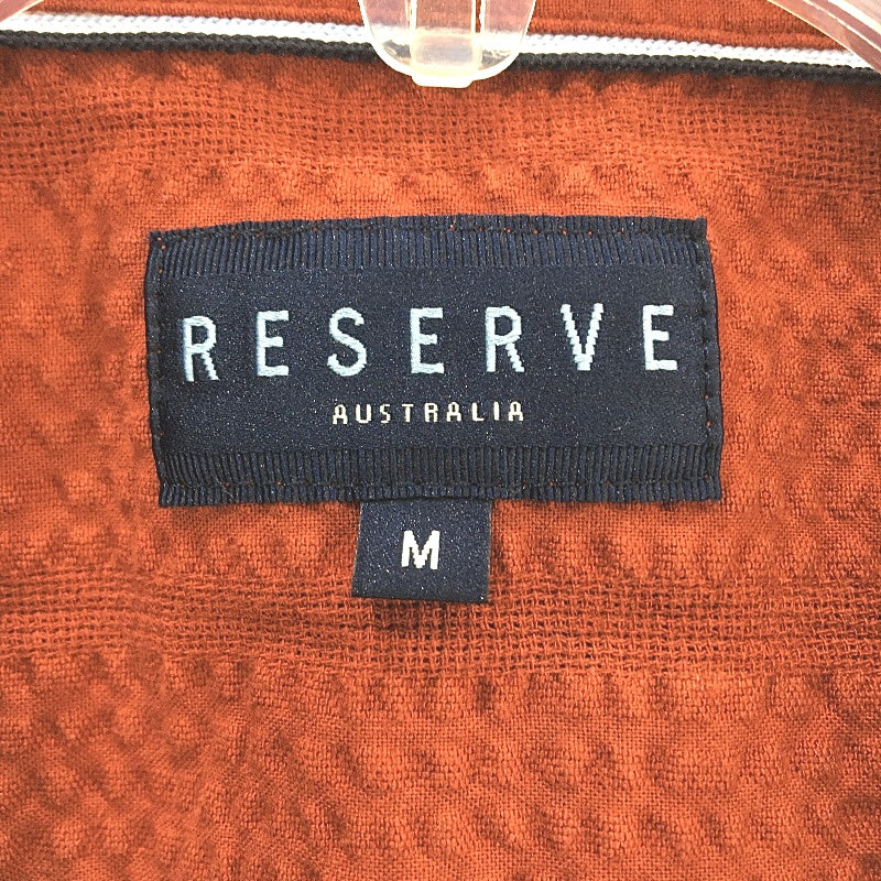 Reserve Australia Rust Brown Textured Cotton Short Sleeve Shirt Mens Size M NEW