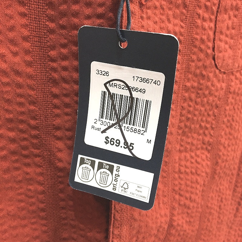 Reserve Australia Rust Brown Textured Cotton Short Sleeve Shirt Mens Size M NEW