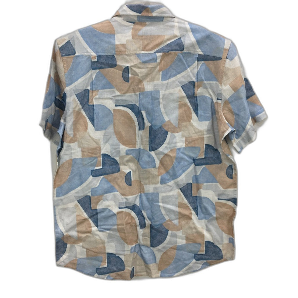 Reserve Australia Blue & Tan Patterned Cotton Short Sleeve Shirt Mens Size M NEW