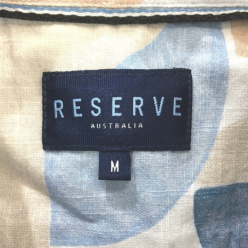 Reserve Australia Blue & Tan Patterned Cotton Short Sleeve Shirt Mens Size M NEW
