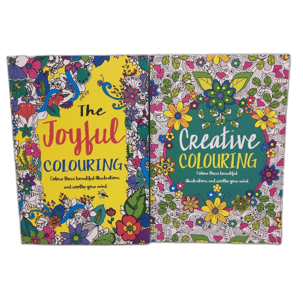 Jemark 2 Pack Joyful & Creative Illustration Adult Colouring Books NEW