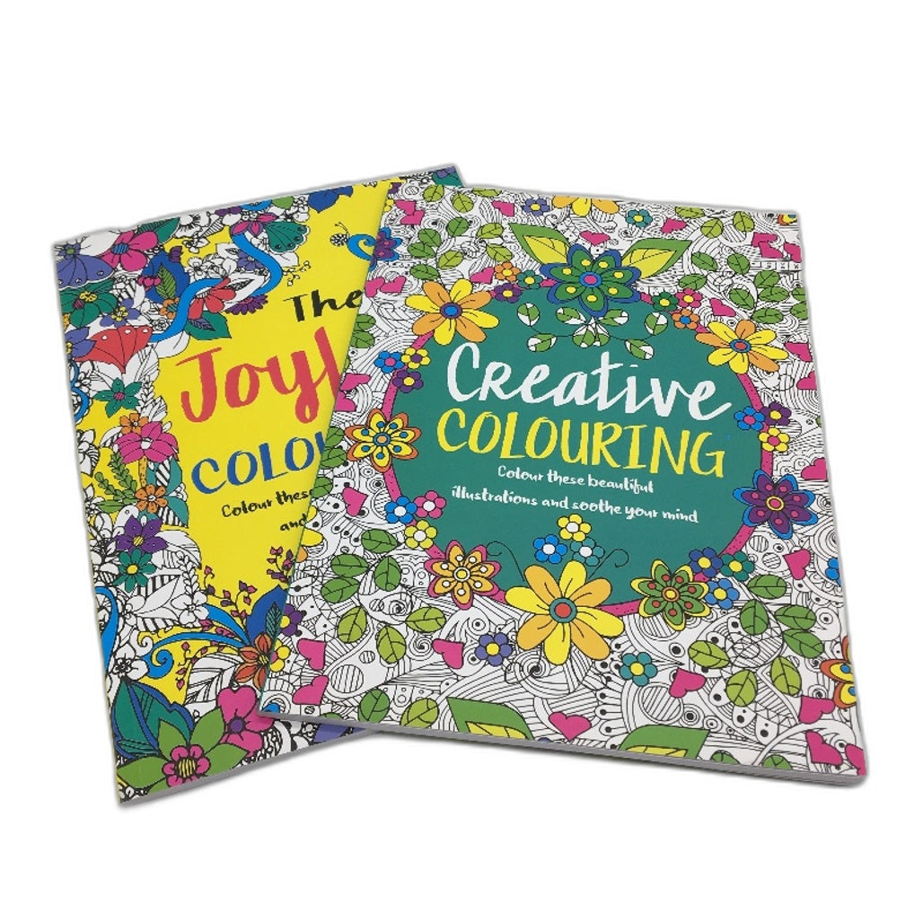 Jemark 2 Pack Joyful & Creative Illustration Adult Colouring Books NEW
