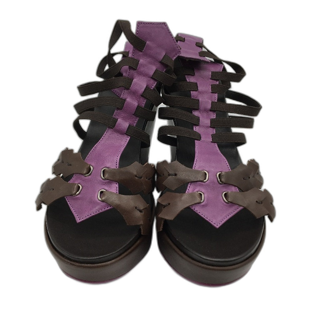 Audley Faded Peonia Vietri Spanish Made Leather Wedge Shoes Size EU 37 NEW