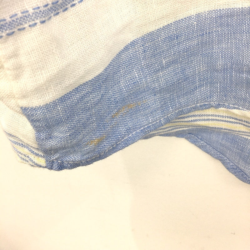 Maggie T 100% Linen Blue White Striped 3/4 Sleeve Button Up Shirt Ladies Size 20