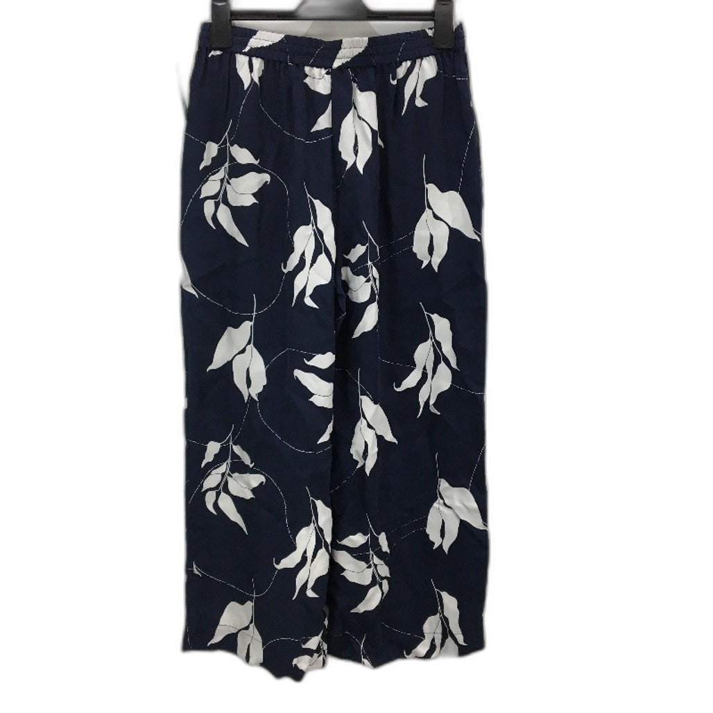 Basque Navy & White Leaf Pattern Elastic Waste Casual Pants Ladies Size 10 NEW