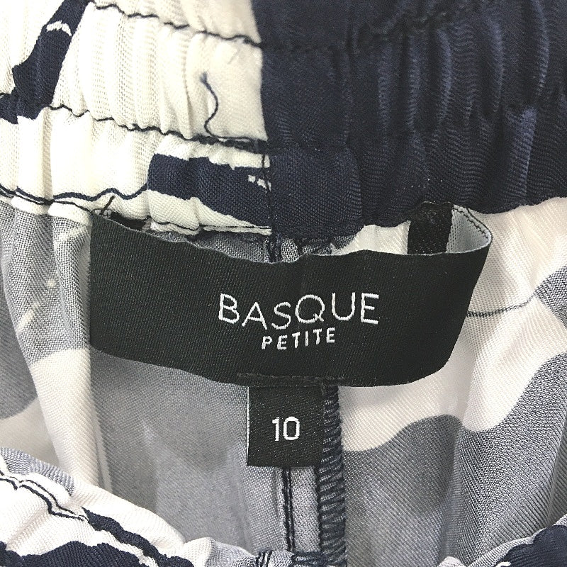 Basque Navy & White Leaf Pattern Elastic Waste Casual Pants Ladies Size 10 NEW