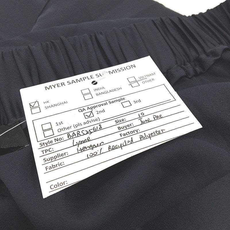 Basque Navy Satin Feel Elastic Waste Casual Wide Leg Pants Ladies Size 10 NEW