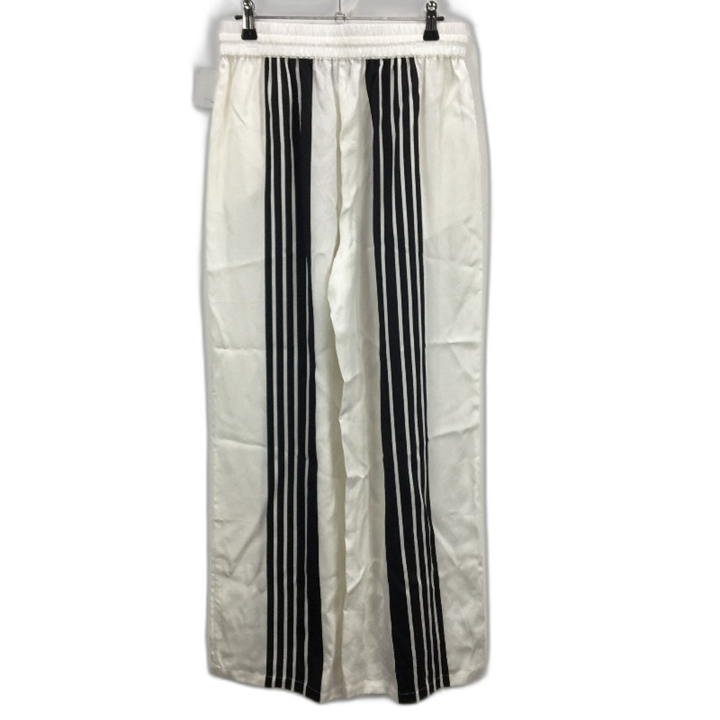 Basque White Black Stripe Elastic Waste Casual Wide Leg Pants Ladies Size 10 NEW