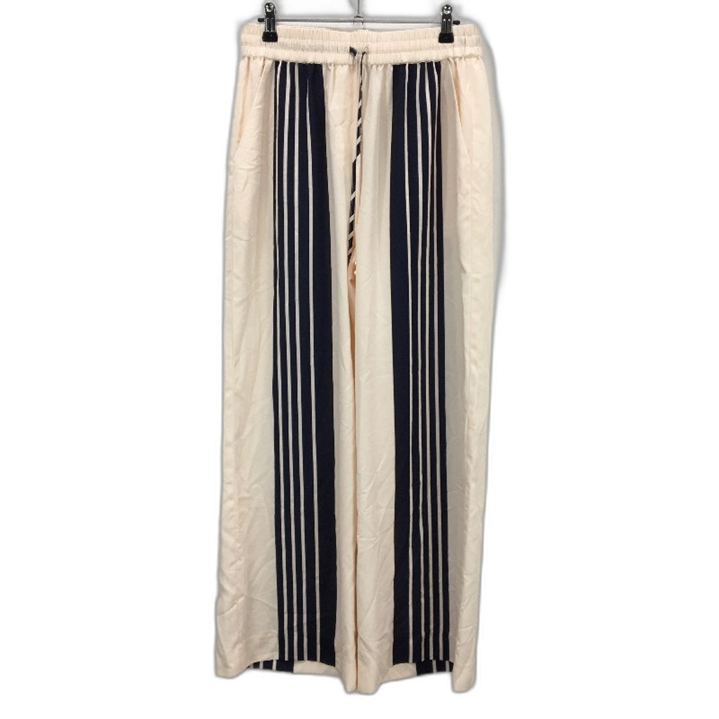 Basque Peach Black Stripe Elastic Waste Casual Wide Leg Pants Ladies Size 10 NEW