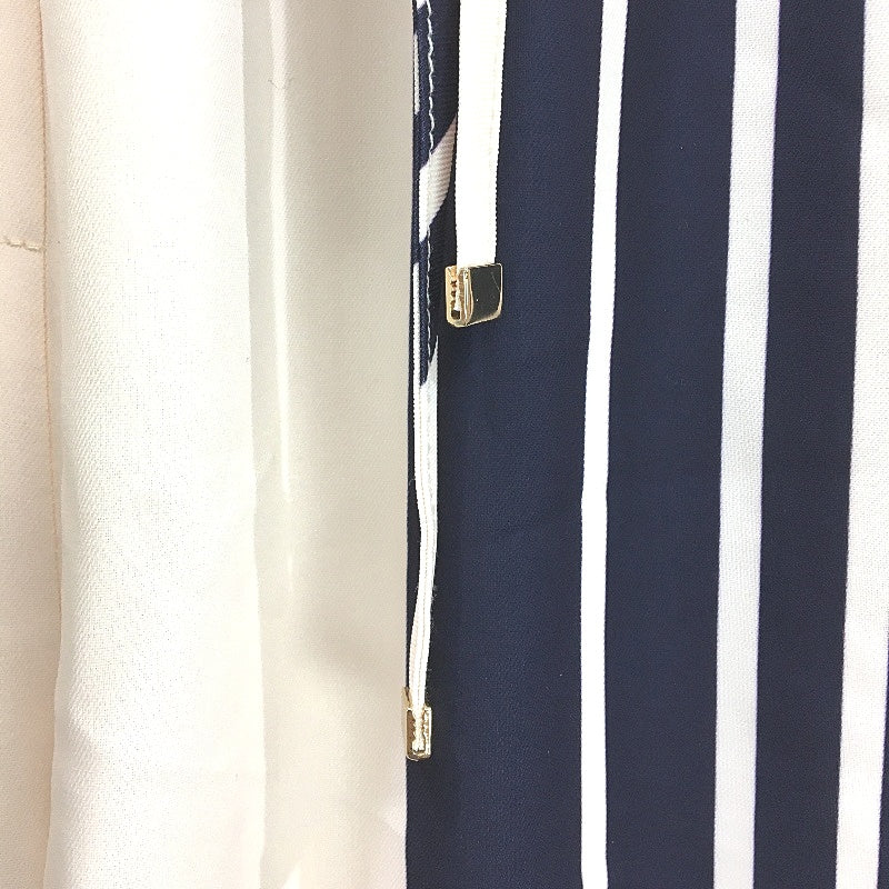 Basque Peach Black Stripe Elastic Waste Casual Wide Leg Pants Ladies Size 10 NEW