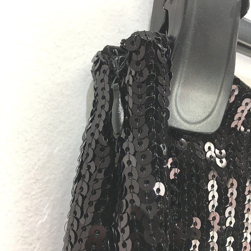 Basque Black Full Sequin Thigh Split Side Zipped Long Skirt Ladies Size S NEW