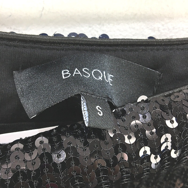 Basque Black Full Sequin Thigh Split Side Zipped Long Skirt Ladies Size S NEW