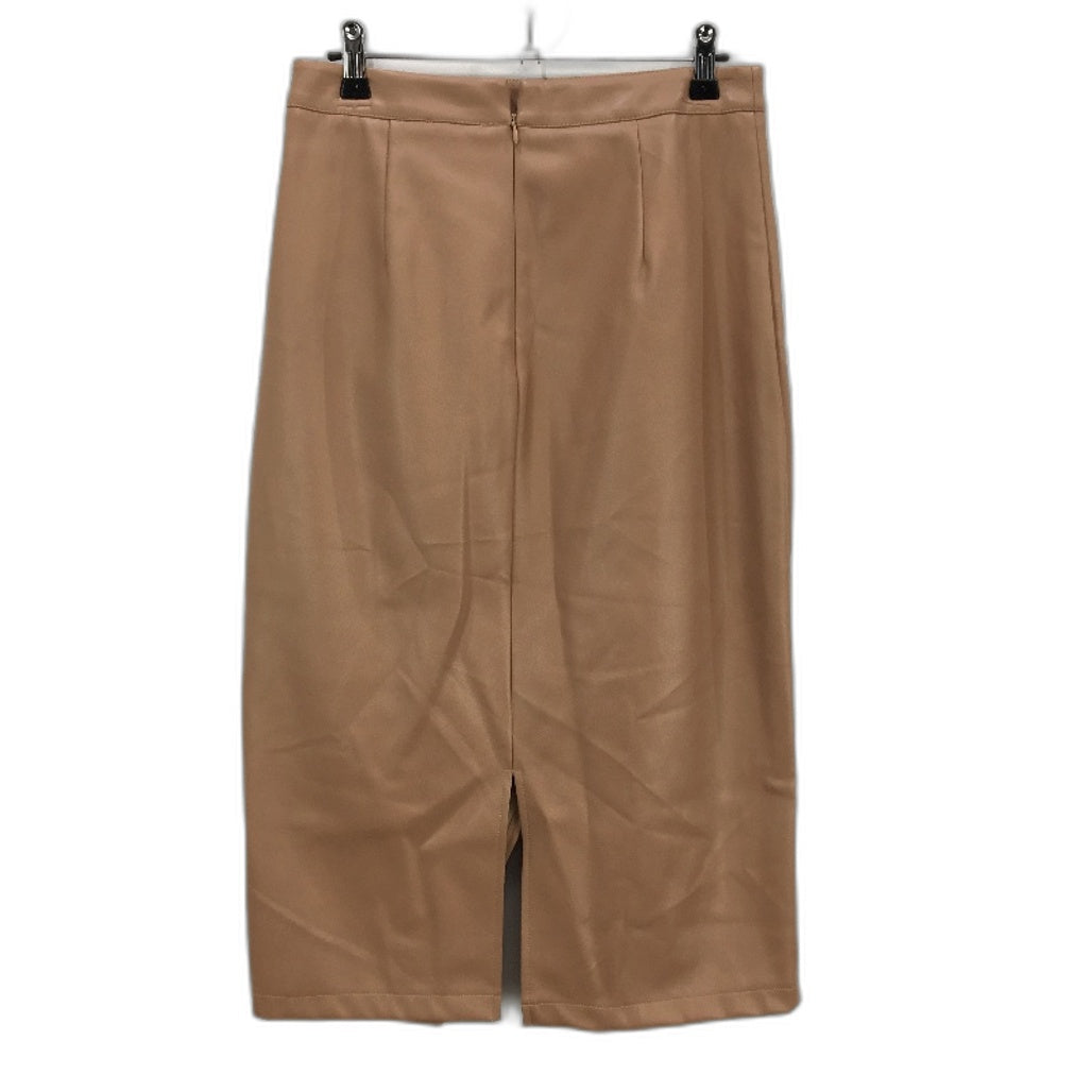 Tokito Camel Tan Faux Leather Asymetric Split Lined Skirt Ladies Size 10 NEW