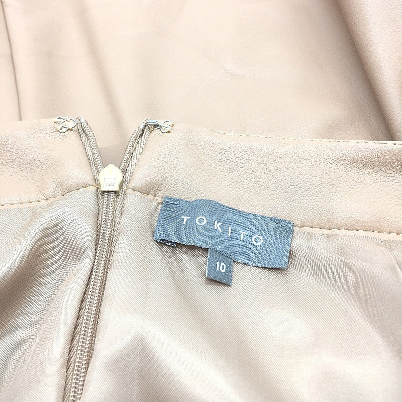 Tokito Camel Tan Faux Leather Asymetric Split Lined Skirt Ladies Size 10 NEW