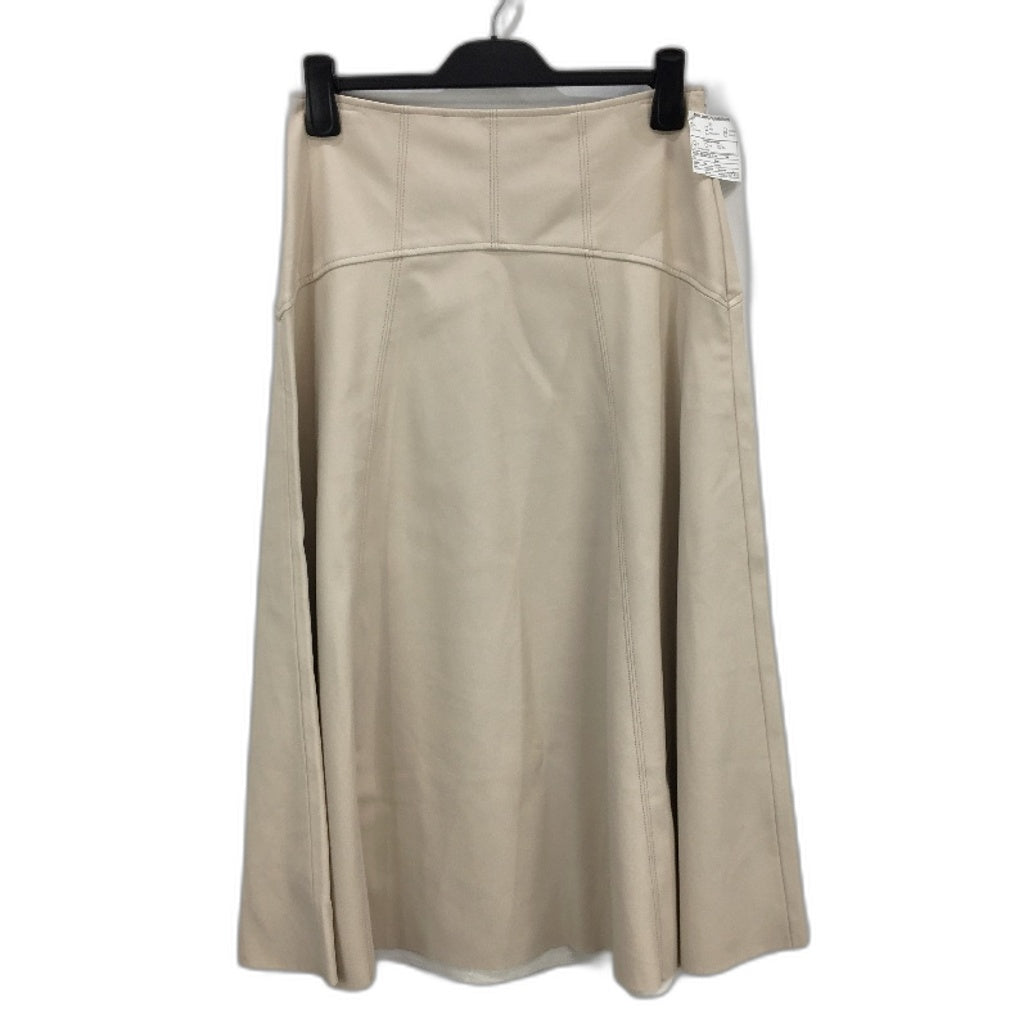 Basque Cream Faux Leather A-Line Raw Hem Side Zip Skirt Ladies Size 10 NEW