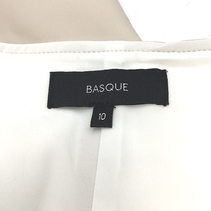 Basque Cream Faux Leather A-Line Raw Hem Side Zip Skirt Ladies Size 10 NEW