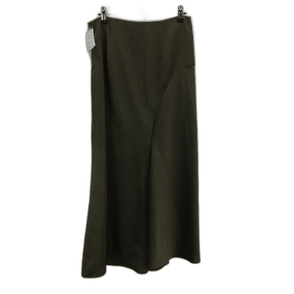 Basque Olive Green Silky Smooth Satin Feel Side Zip Long Skirt Size 10 NEW