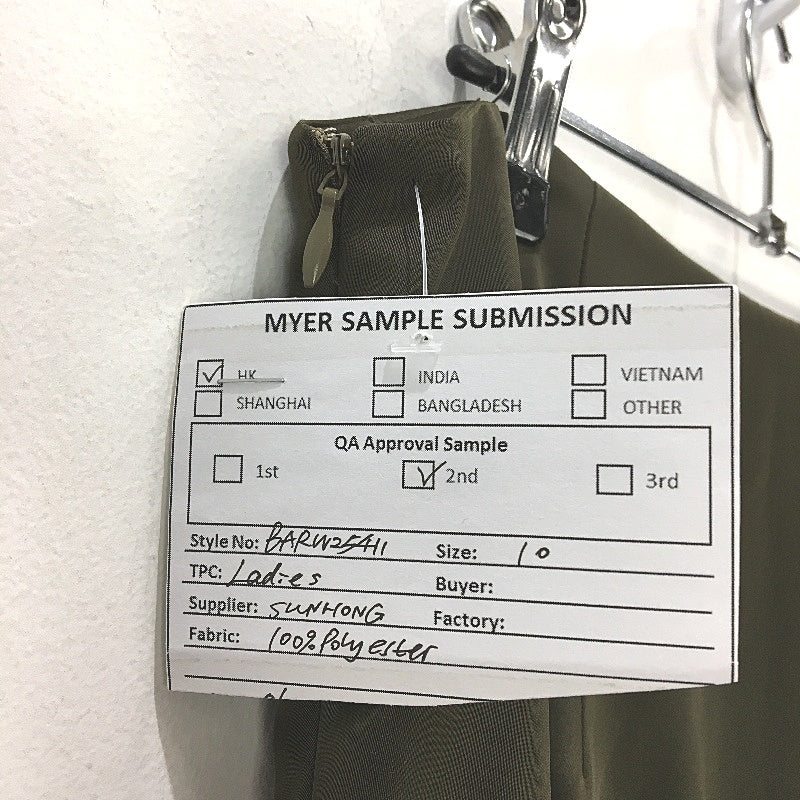 Basque Olive Green Silky Smooth Satin Feel Side Zip Long Skirt Size 10 NEW