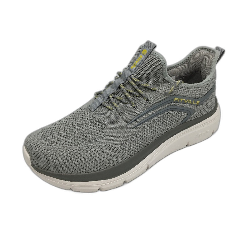 Fitville Grey Extra Wide Fit Trainers Slip On Laced Sneakers Mens Size US 11 NEW