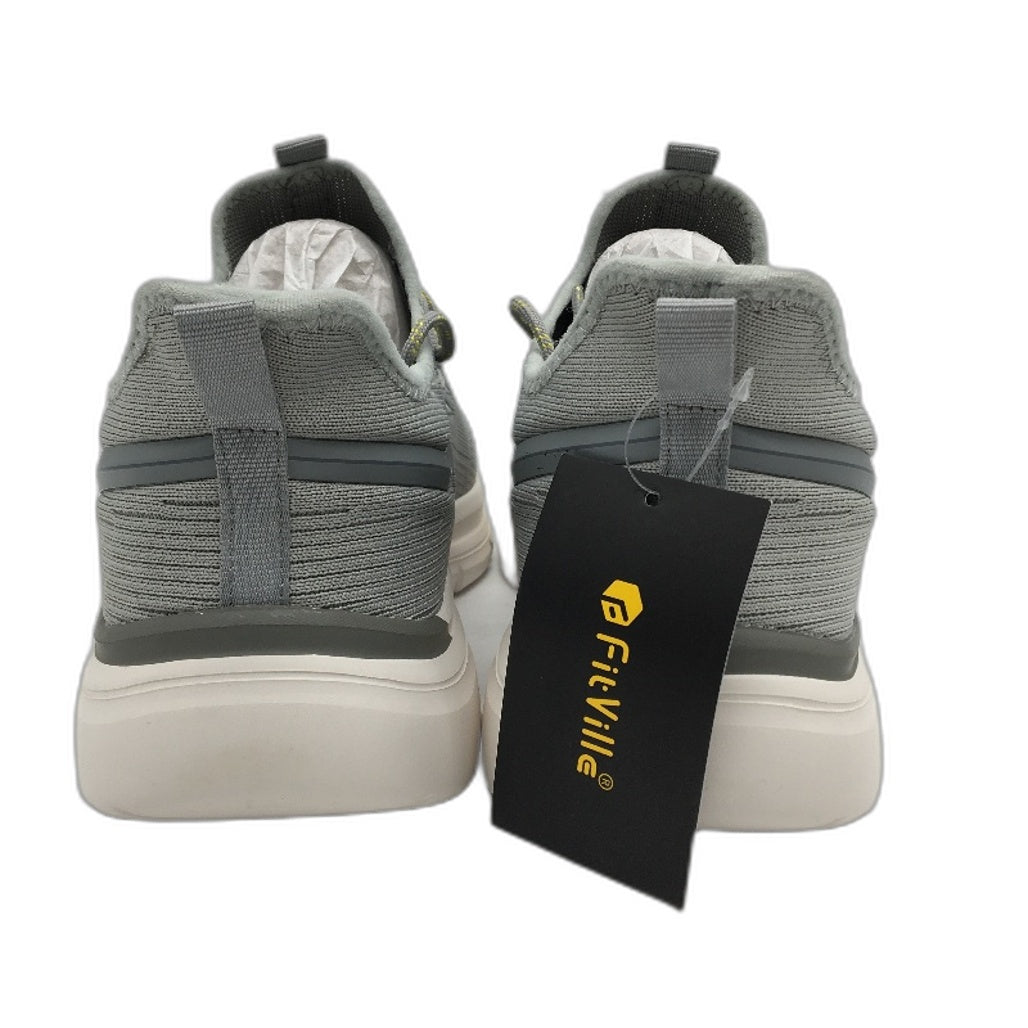 Fitville Grey Extra Wide Fit Trainers Slip On Laced Sneakers Mens Size US 11 NEW
