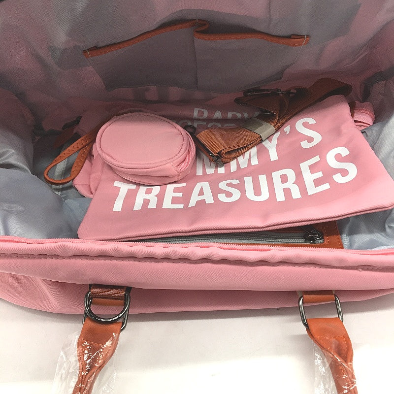 Mummy Treasures Diaper Bag Set Pink 5 Pce Inc Mat, Purse & Pacifier Pouch NEW