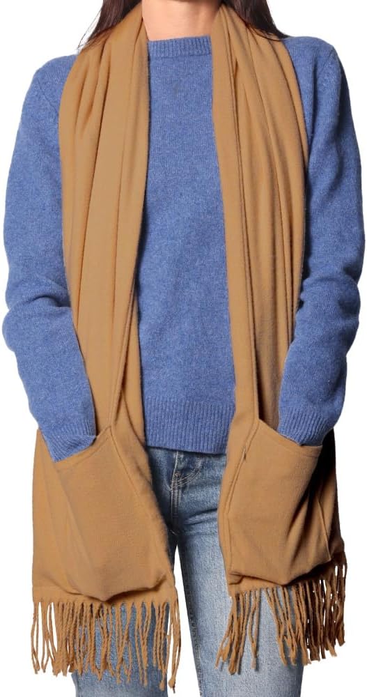 Sash&Bloom As Seen On TV USB Heated Scarf with Pockets in Camel Brown NEW
