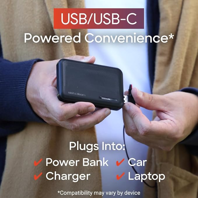 Sash&Bloom As Seen On TV USB Heated Scarf with Pockets in Camel Brown NEW